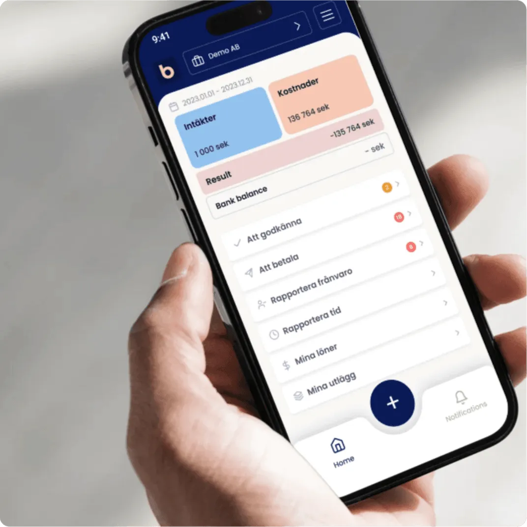 Smartphone med bflow-appen på